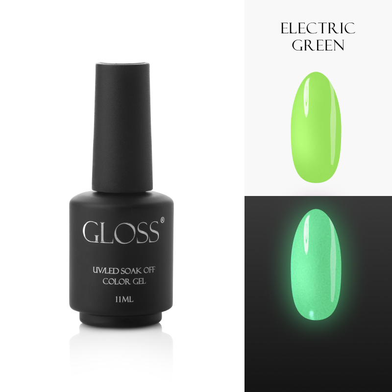 Luminescent gel polish Electric Green Elf, 11 ml